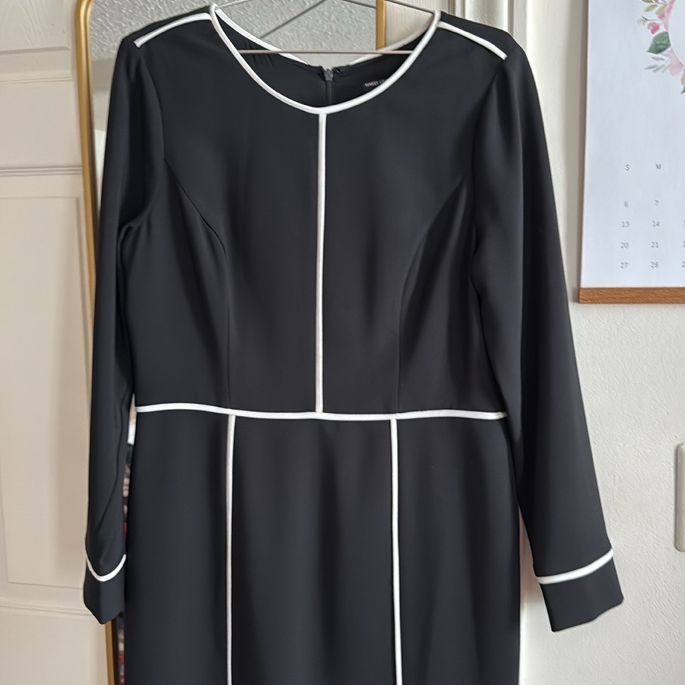 Maggy London Black and White Midi Dress - Picture 2 of 8